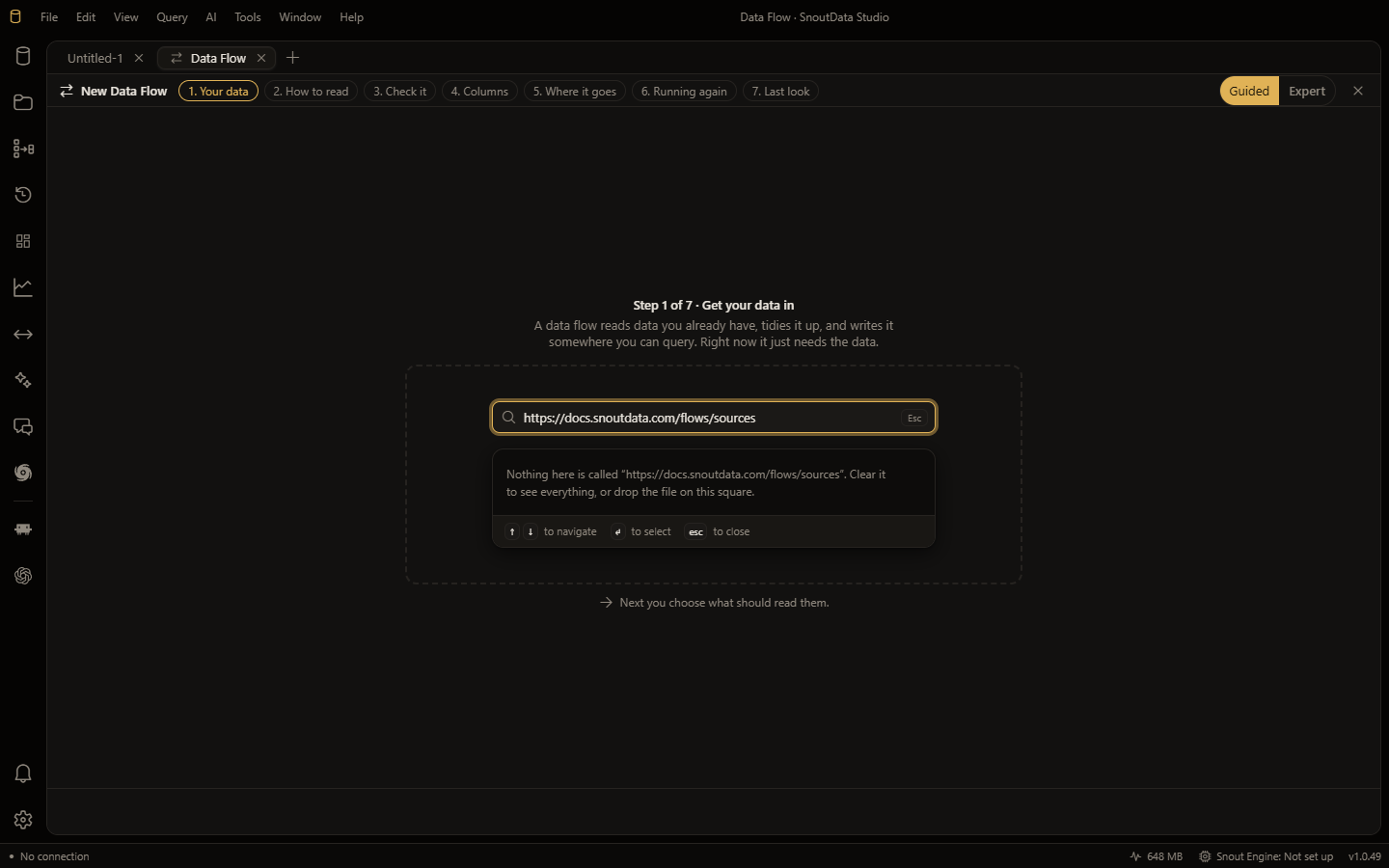 A web page as a source: its address typed into the source step